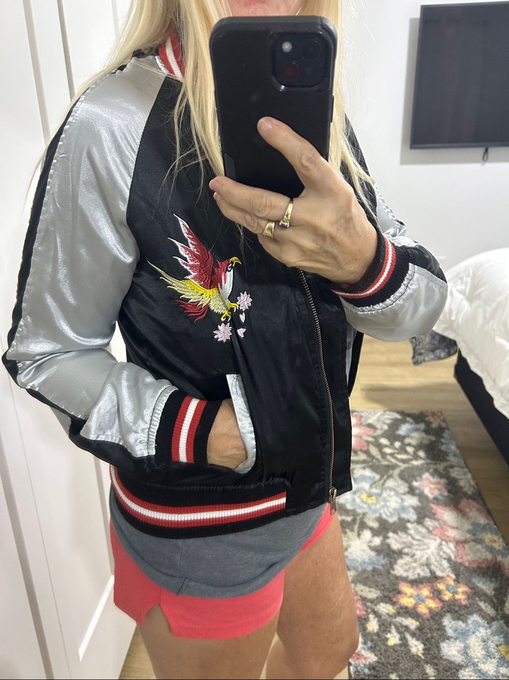 Y2K era Vintage Black Label Satin Sukajan Ebroidered Bomber Jacket |Size Medium - Picture 6 of 14